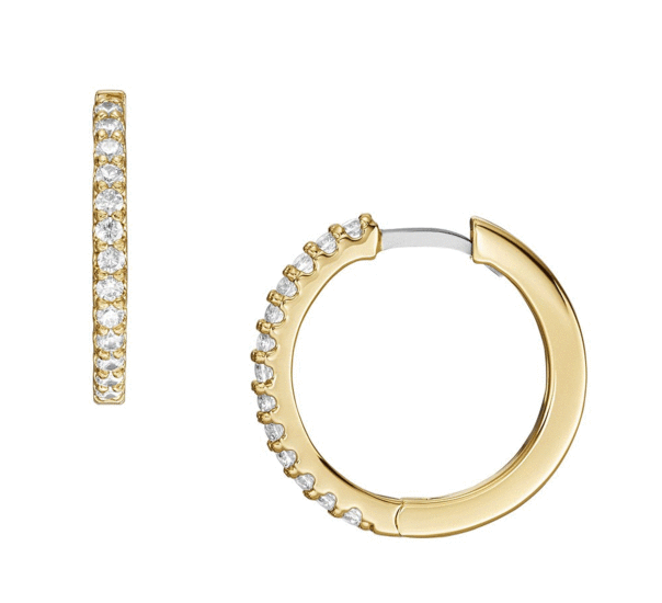 Fossil All Stacked Up Gold-Tone Brass Glitz Hoop Earrings JA7215710