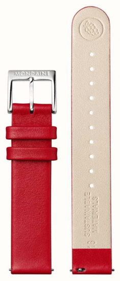 MONDAINE RED VEGAN GRAPE LEATHER STRAP LUGS 16mm FG3116.30Q