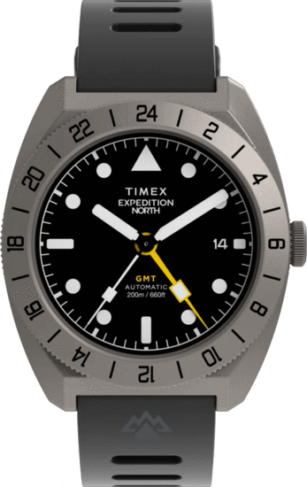 TIMEX Expedition GMT Titanium Automatic 41mm Silicone Strap Watch TW2W53000