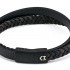 DOUBLED BLACK-BROWN LEATHER BRACELET WITH STAINLESS STEEL MAGNETIC CLASP MV1022